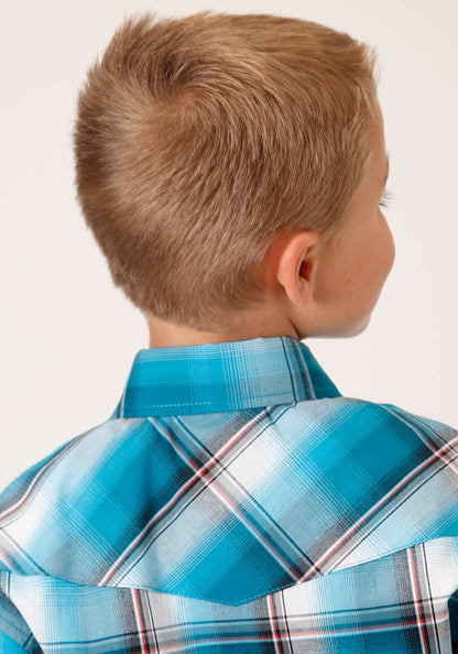Boys Long Sleeve Snap Deep Pool Ombre Western Shirt