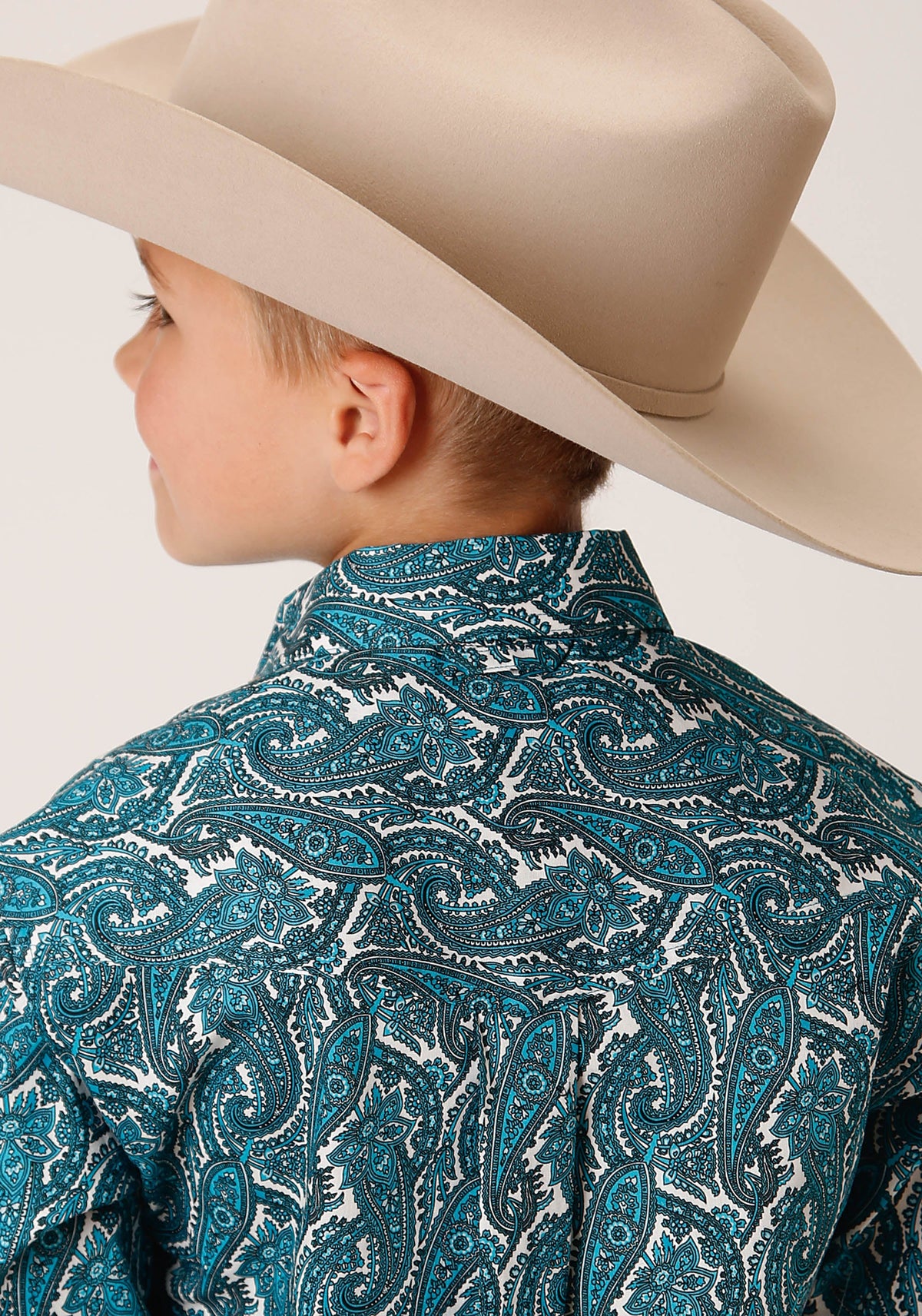 Boys Long Sleeve Button Upstream Paisley Western Shirt
