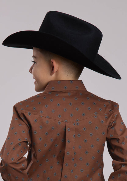 Boys Roper Stretch Poplin Western Button Up Shirt