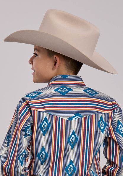 Boys Roper Ombre Stripe Long Sleeve Snap Shirt