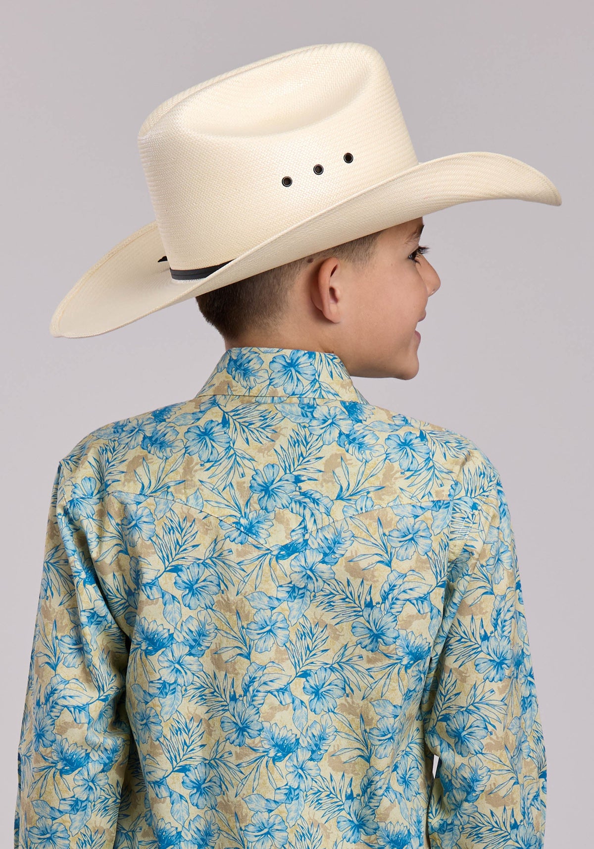 Boys Roper Hibiscus Dreams Print Long Sleeve Snap Shirt