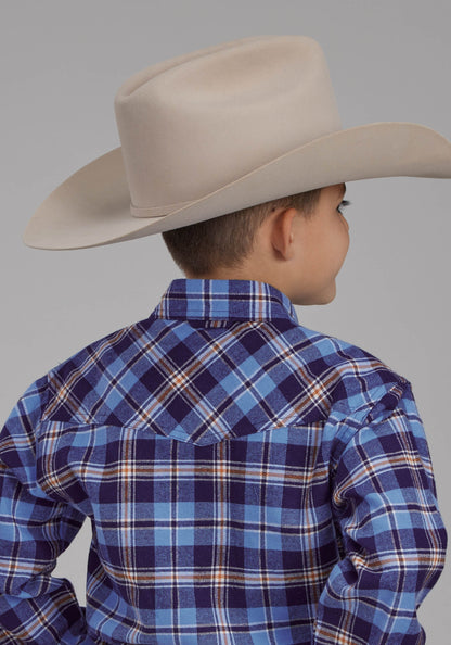 Boys Unlined Flannel Shirt Long Sleeve Snap Western Shirt