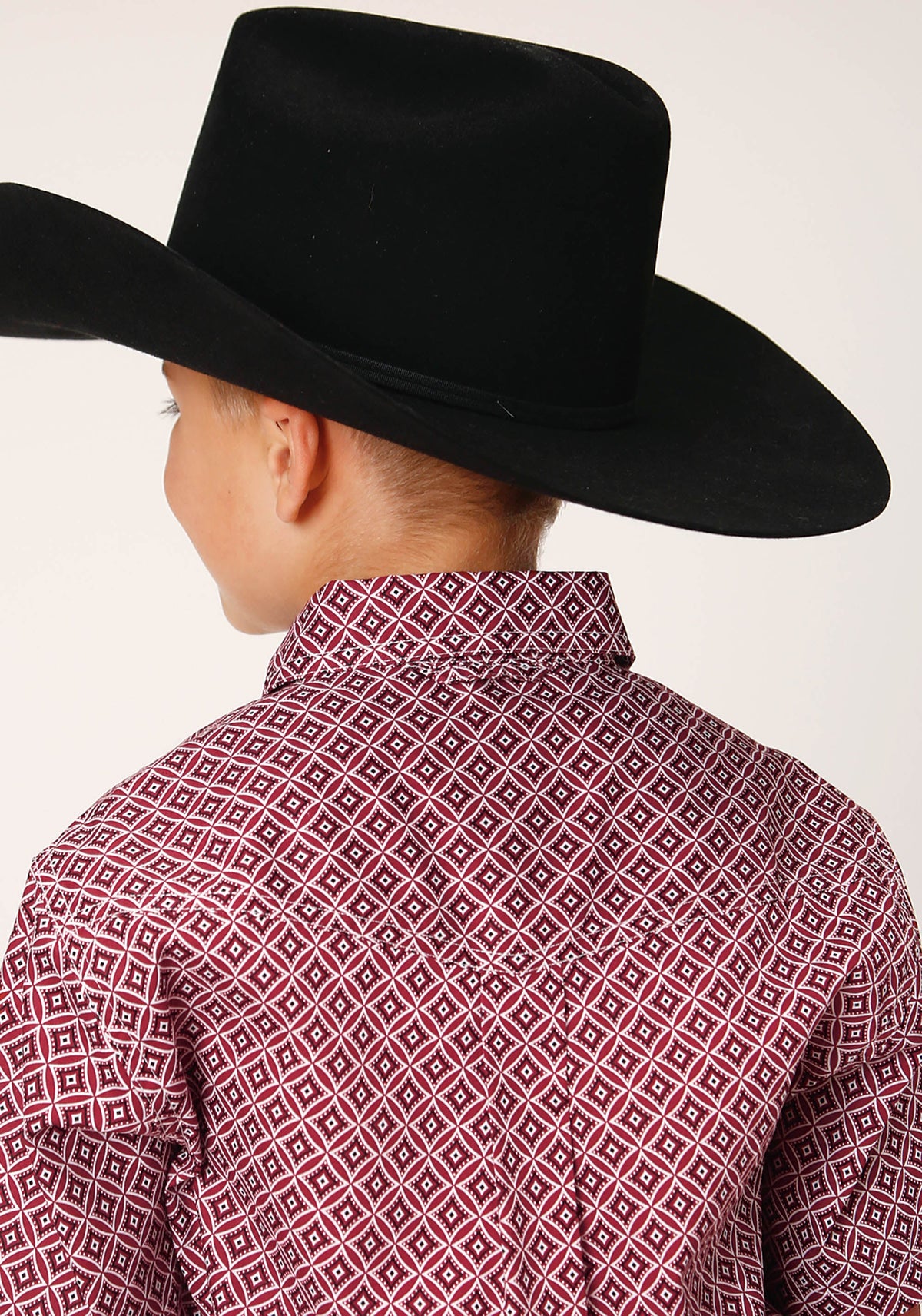 Boys Short Sleeve Button Red Diamond Foulard Western Shirt