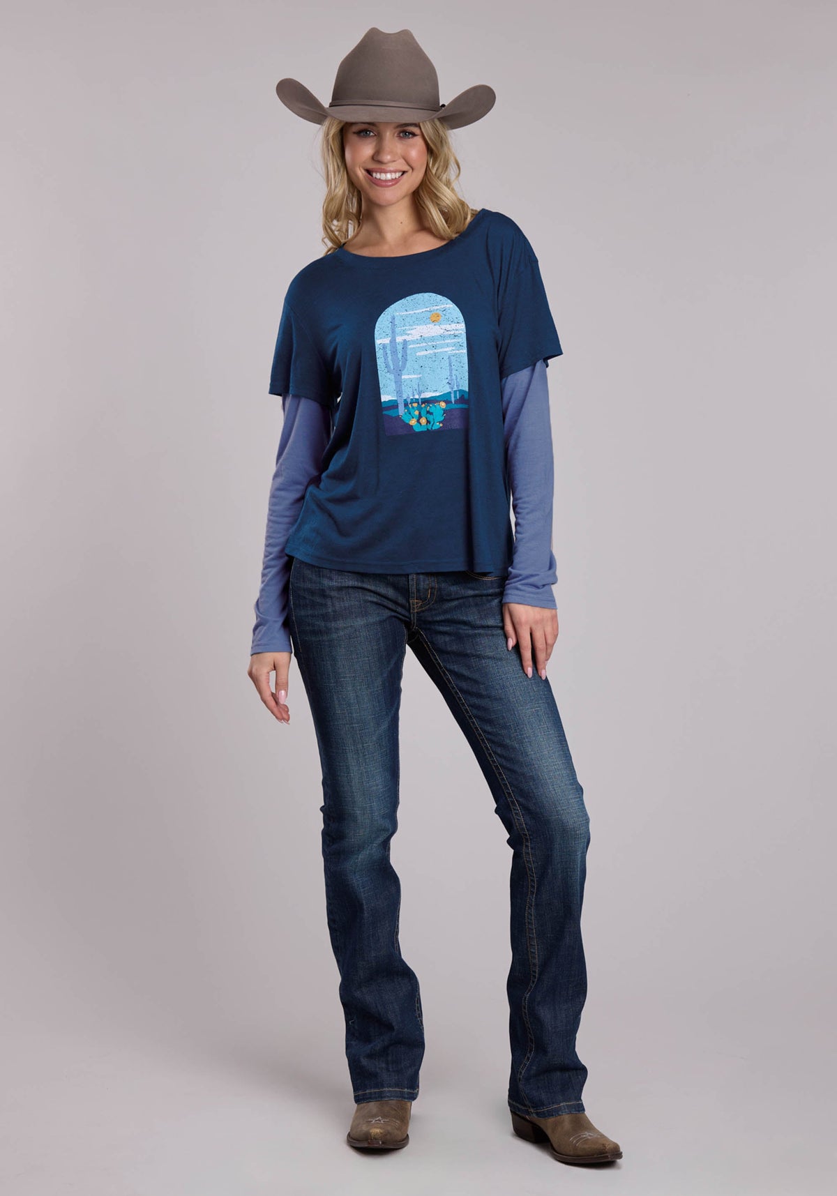 Womens Roper Poly Rayon Western Jersey Tee
