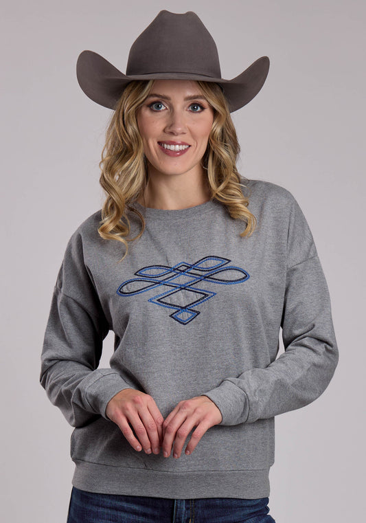 Womens Roper Heather Grey Western Sweatshirt
