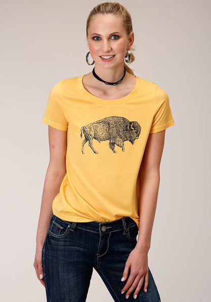 Womens Short Sleeve Knit Poly Rayon Short Sleeve  Tee Top