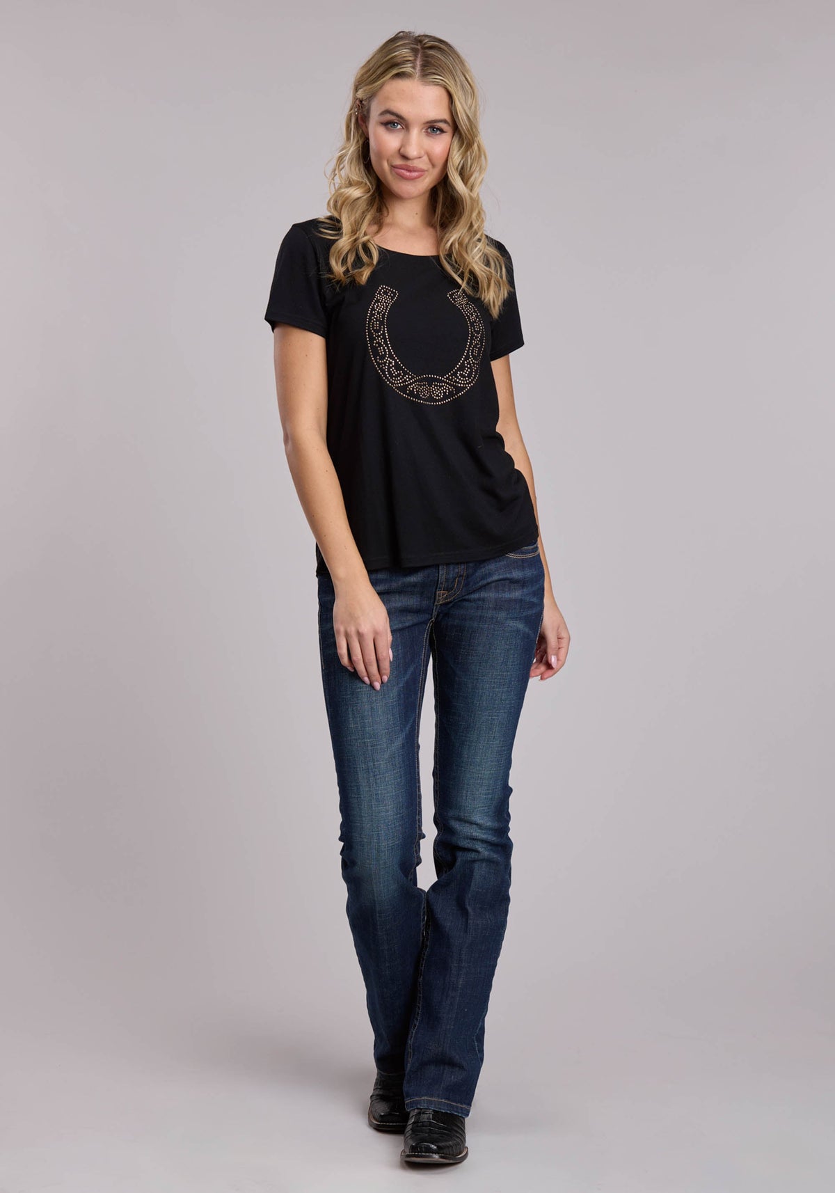 Womens Roper Poly Rayon Western Jersey Scooop Neck Tee