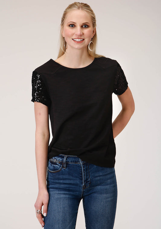 Womens Short Sleeve Knit  Cotton Slub Jersey Short Sleeve  Tee Top