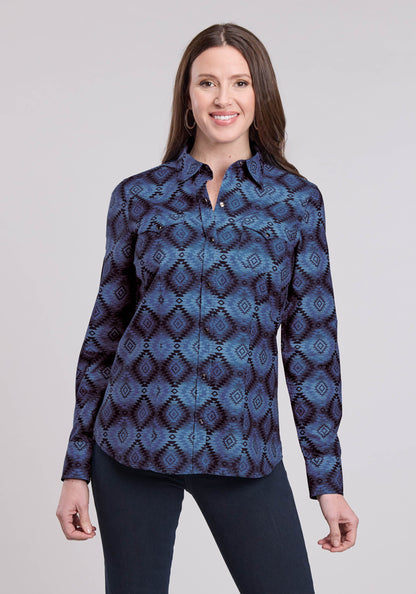 Womens Long Sleeve Snap Aztec Serape Print Western Shirt