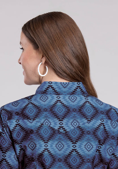 Womens Long Sleeve Snap Aztec Serape Print Western Shirt