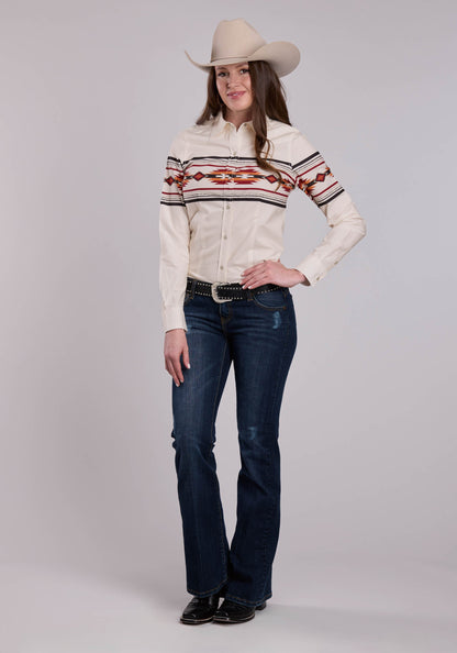 Womens Roper Aztec Border Long Sleeve Snap Shirt