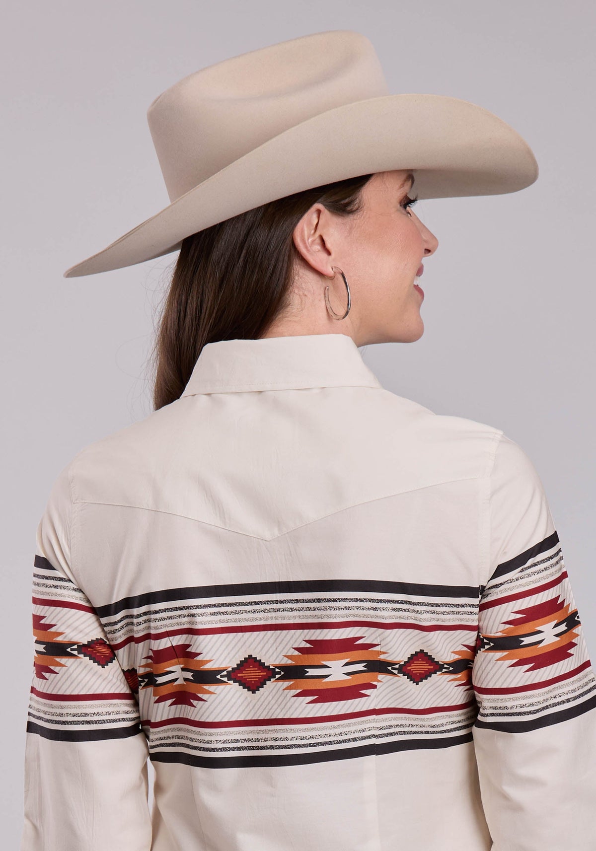 Womens Roper Aztec Border Long Sleeve Snap Shirt