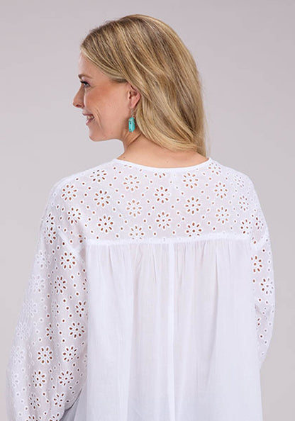 Womens Long Sleeve Pullover Cotton Voile Top Western Shirt