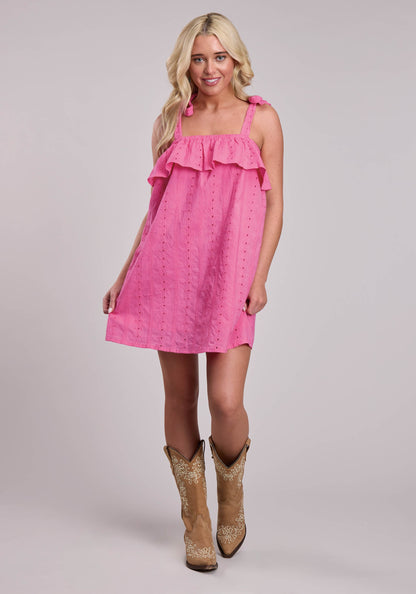 Womens Roper Cotton Eyelet Above Knee Sleeveless Dress