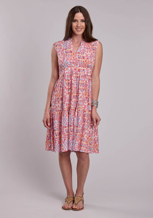 Womens Roper Aztec Patchwork Print Rayon Challis Sleeveless Dress