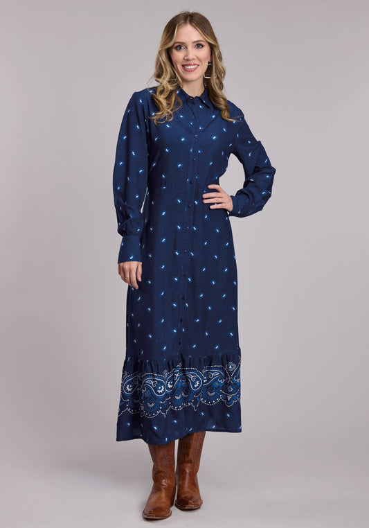 Womens Roper Bandana Border Print Western Snap Dress