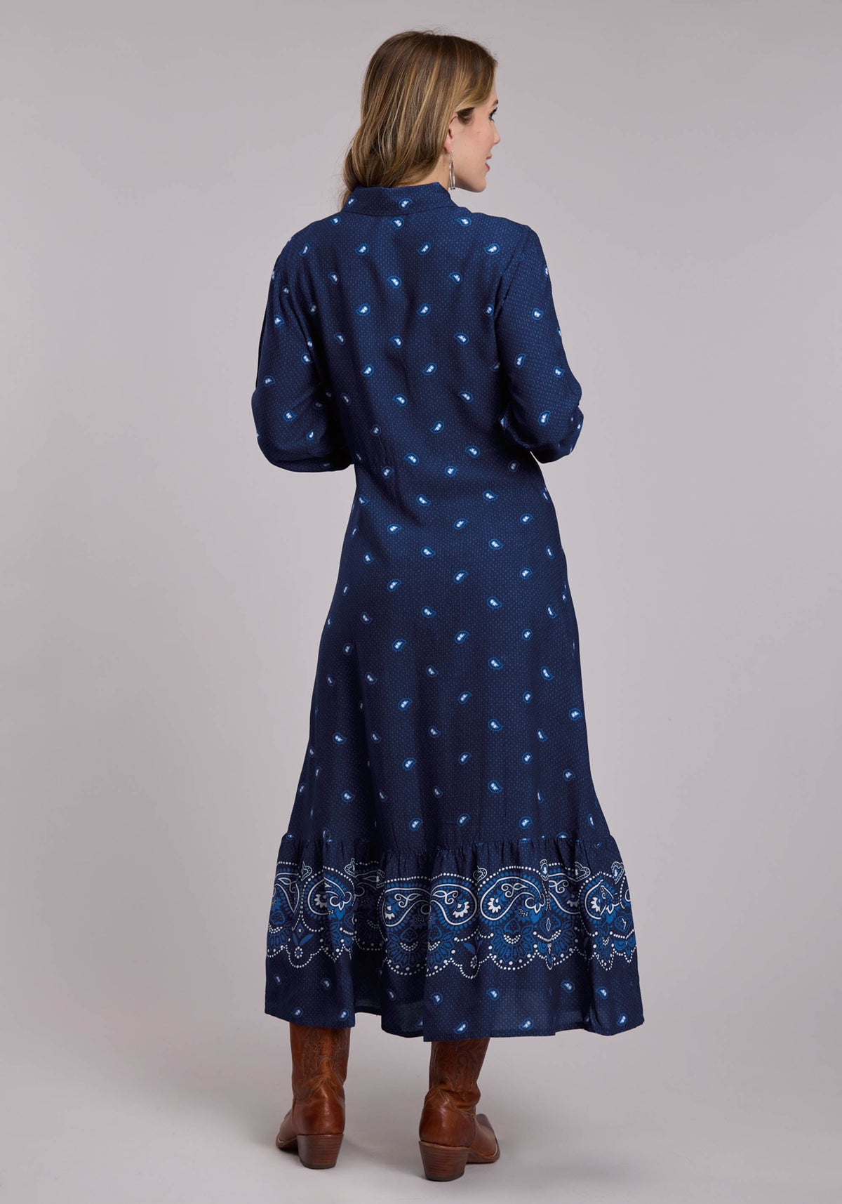 Womens Roper Bandana Border Print Western Snap Dress