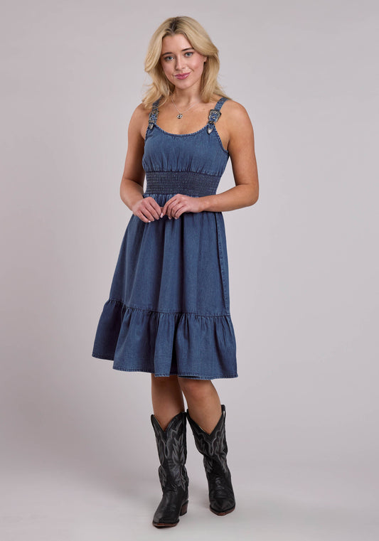 Womens Sleeveless Dress Pullover Dk Denim Tank Dressr Western Dress