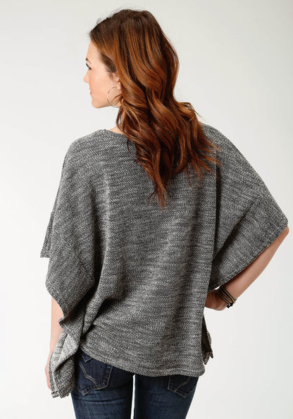 Womens Gray Knit Poncho