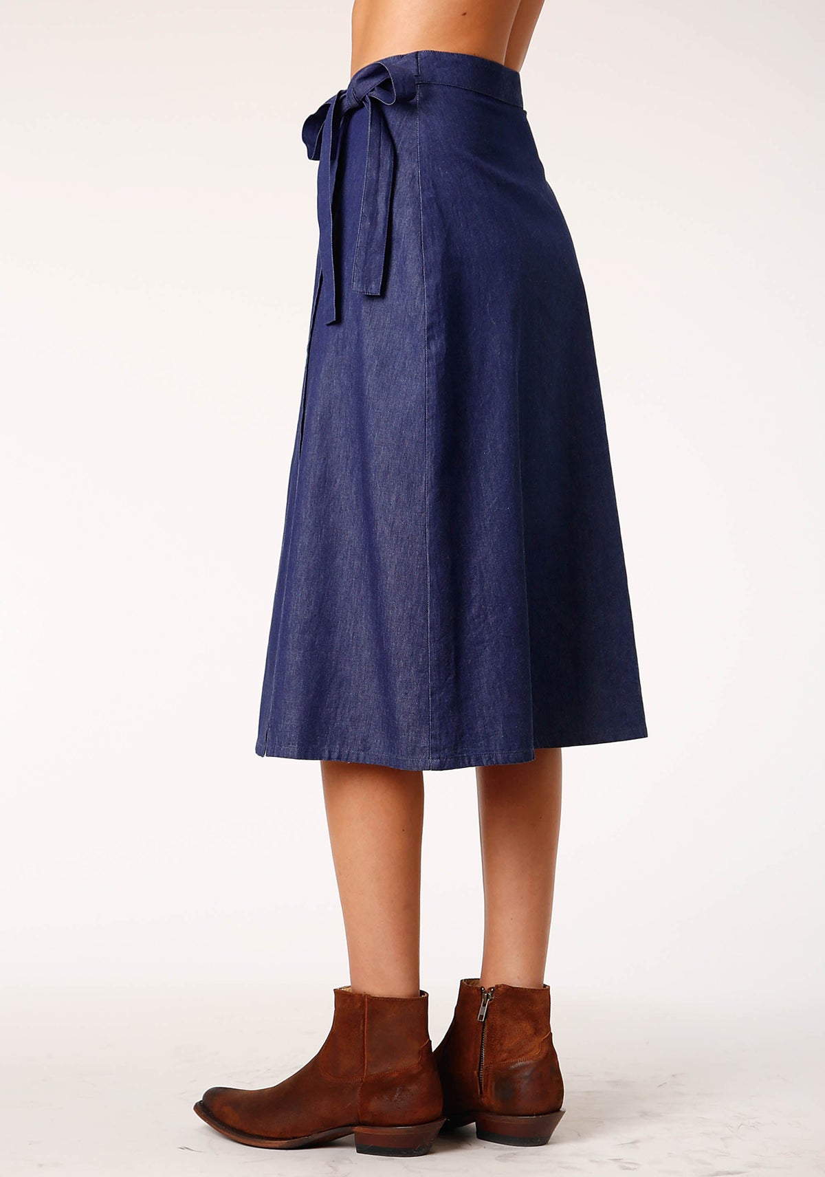 Womens Indigo Denim Wrap Skirt
