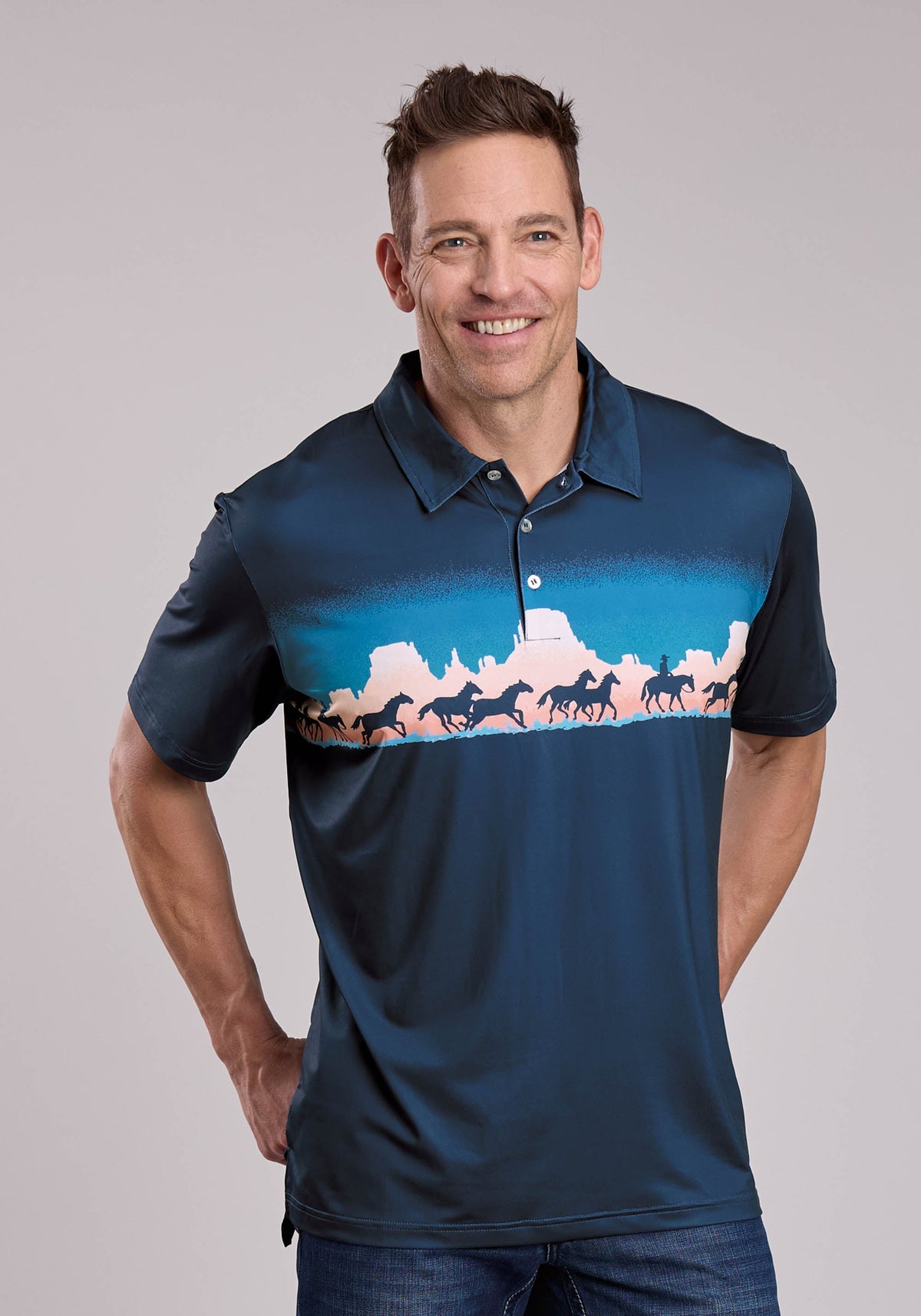 Mens Roper Mesa Border Print Short Sleeve Shirt