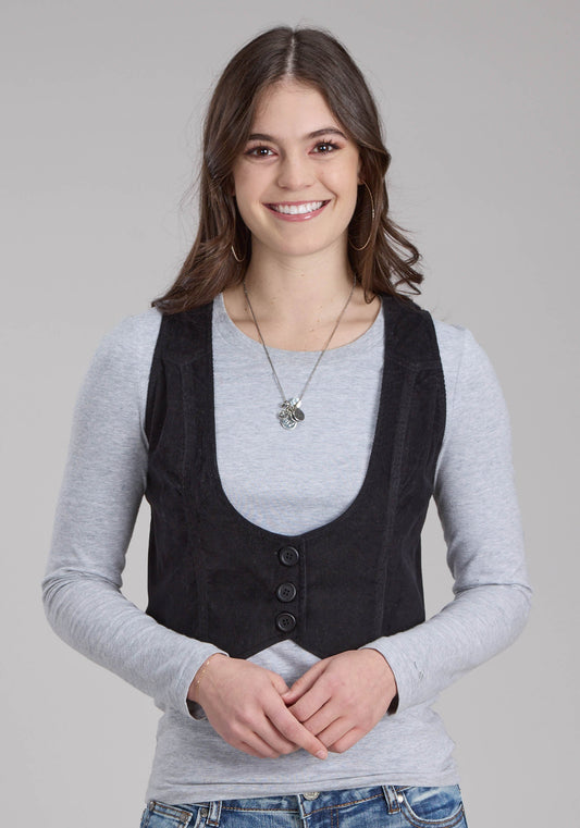 Womens Cotton Corduroy Mini Button Vest