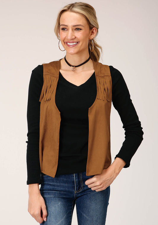 Womens Brown Poly Suede Vest