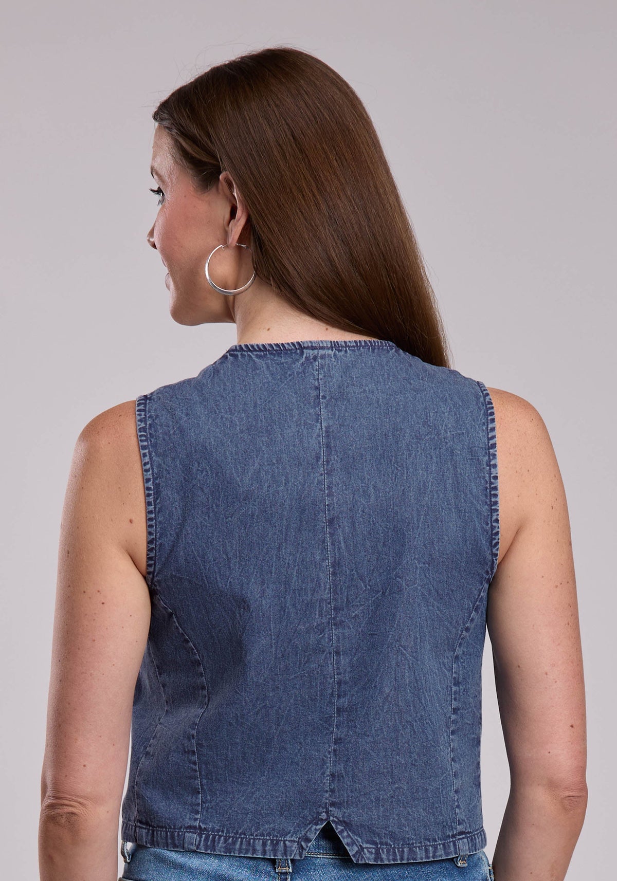 Womens Roper Button Front Denim Vest