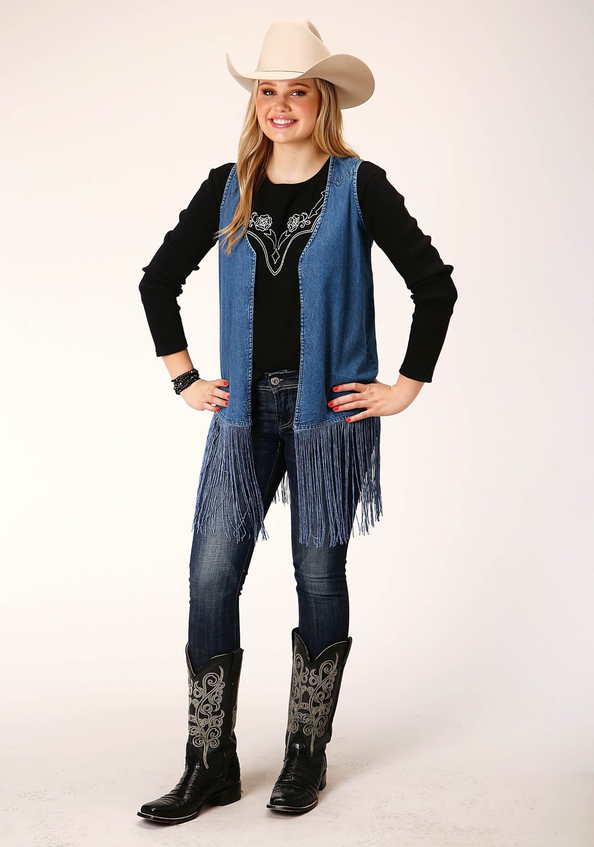 Womens Denim Vest Above The Knee Length