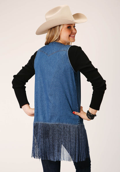 Womens Denim Vest Above The Knee Length