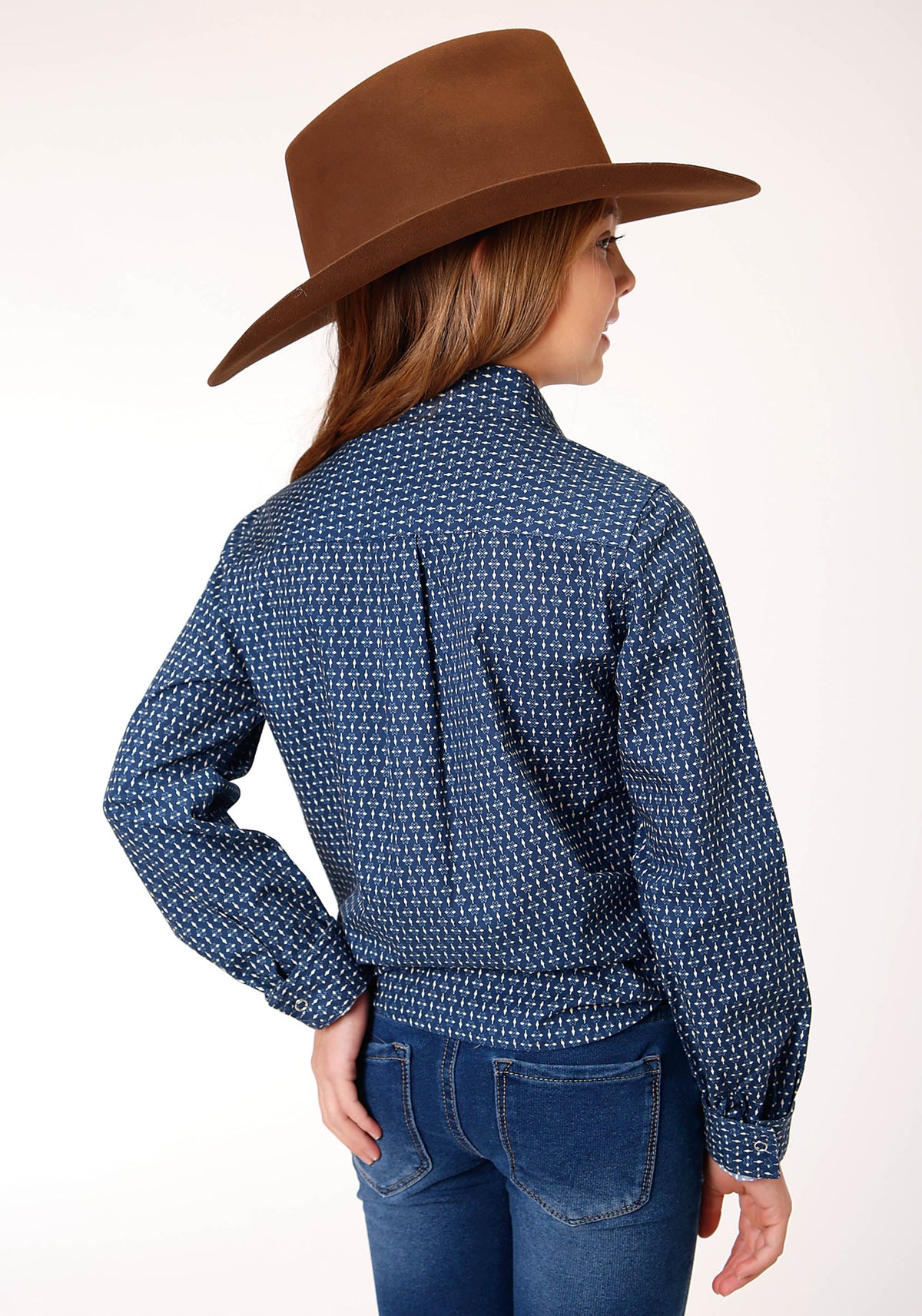 Girls Long Sleeve Snap North South Arrows Western Shirt