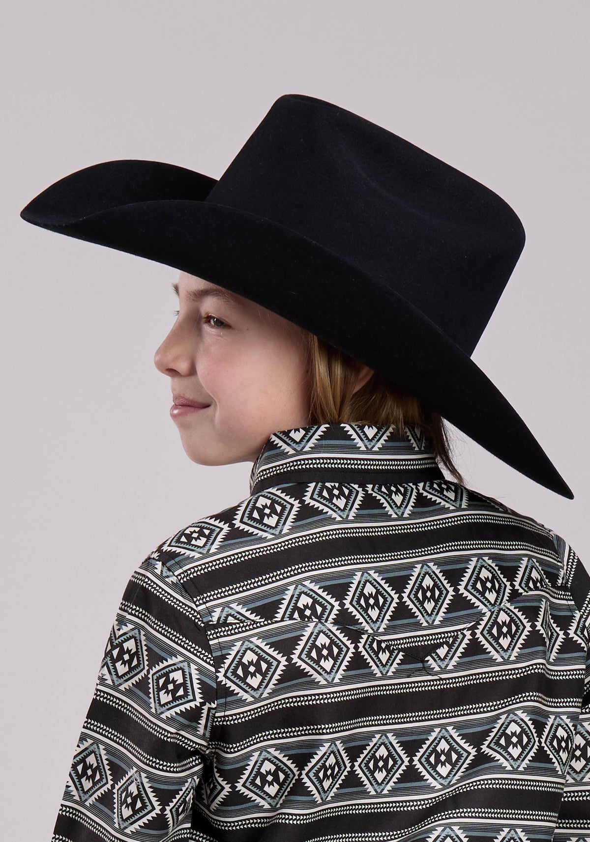 Girls Long Sleeve Snap Aztec Stripe Western Shirt