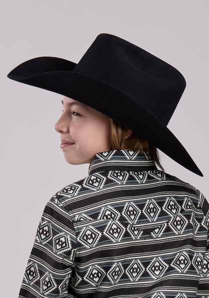 Girls Long Sleeve Snap Aztec Stripe Western Shirt