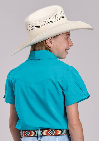 Girls Roper Solid Cotton Western Blouse