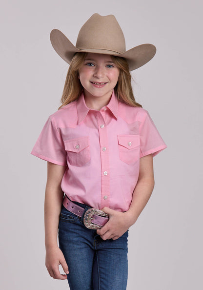 Girls Roper Solid Cotton Western Blouse