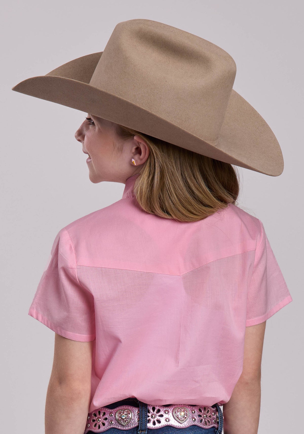 Girls Roper Solid Cotton Western Blouse
