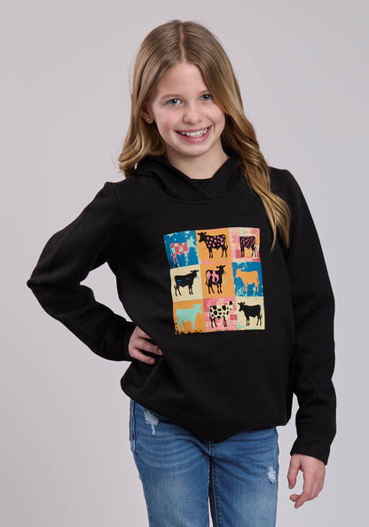 Girls Long Sleeve Pullover Cotton Fleece Hooded Sweatshirt Western Shirt