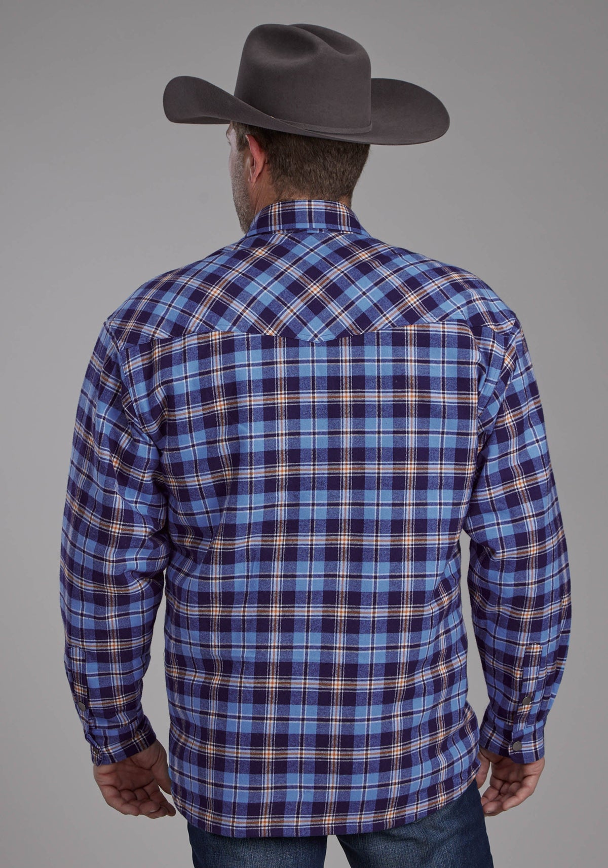 Mens Sherpa Lined Flannel Shirt Snap Jacket