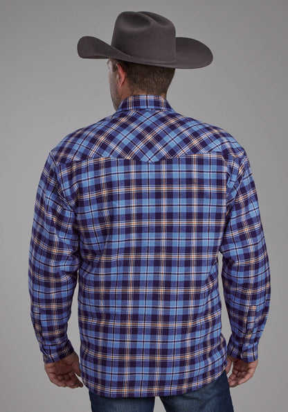 Mens Sherpa Lined Flannel Shirt Snap Jacket