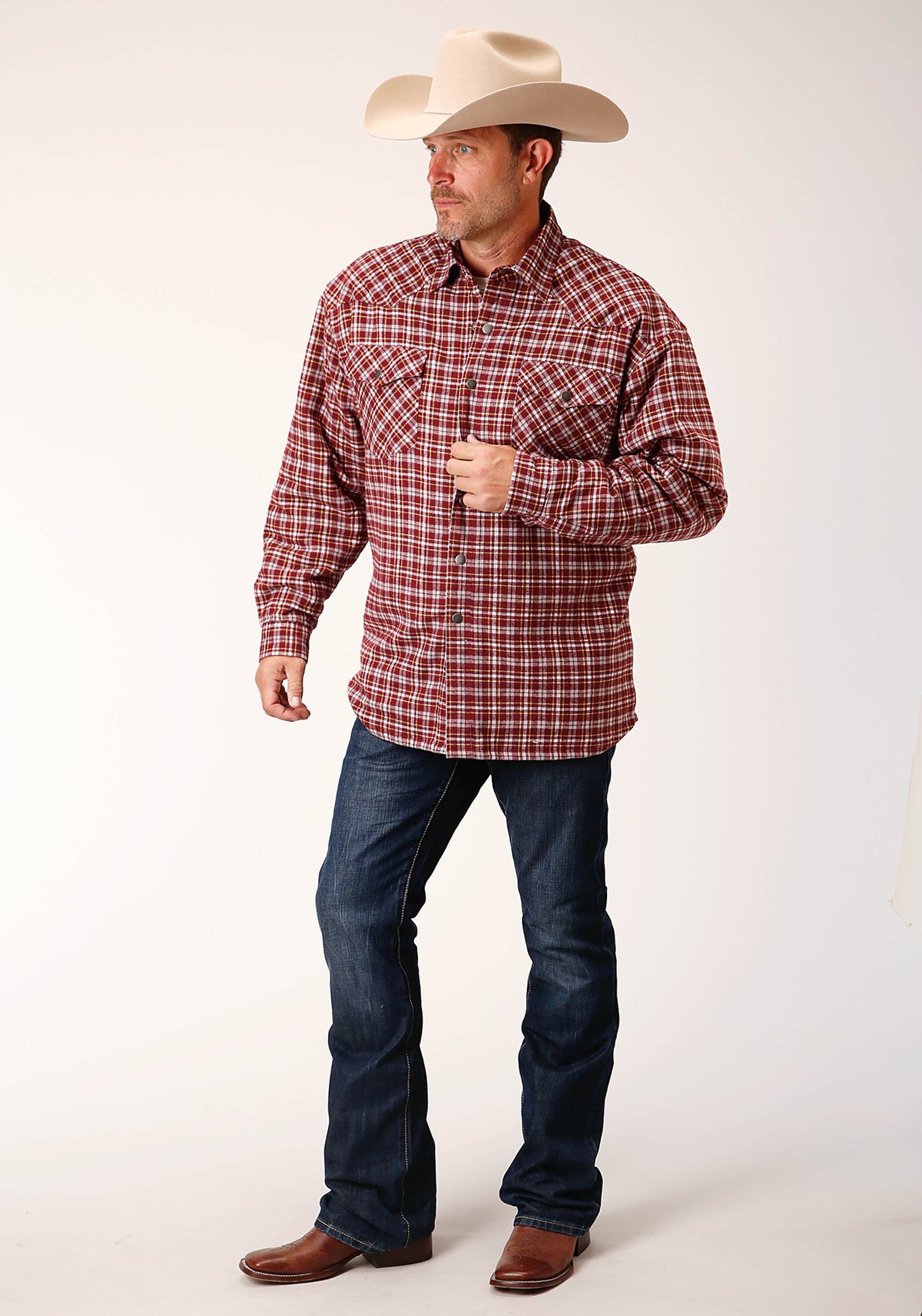 Mens Long Sleeve Snap Sherpa Lined Flannel Shirt Jacket