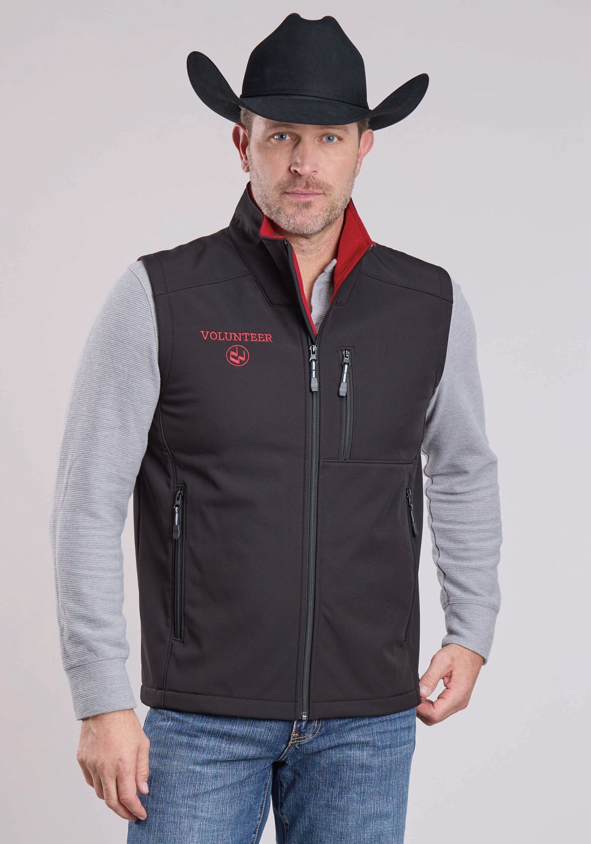 Men's Fleece Lined Softshell Vest* Zipper Lower And Chest    Pockets * Embr