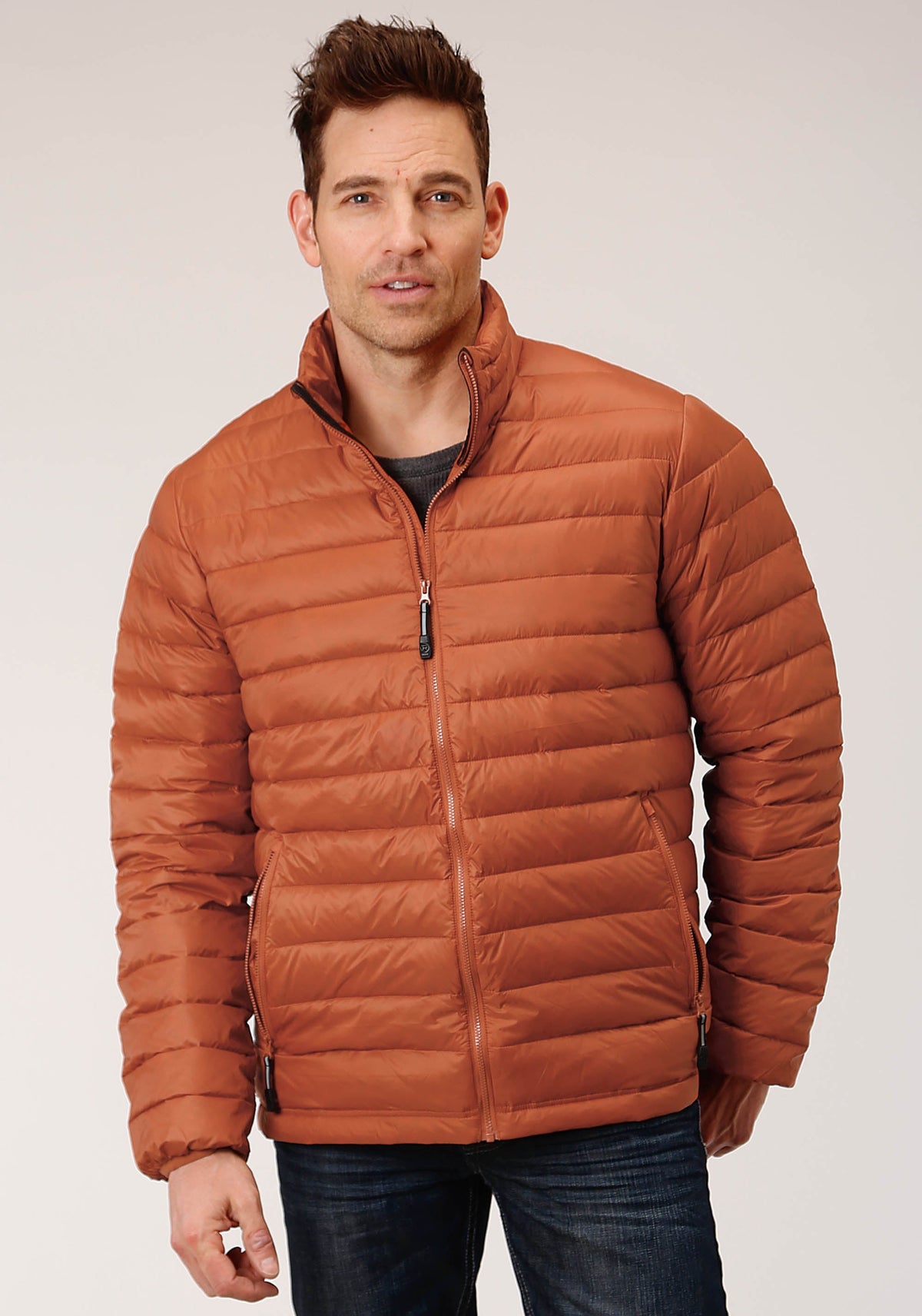 Mens Down Proof Coated Jacket  Rust