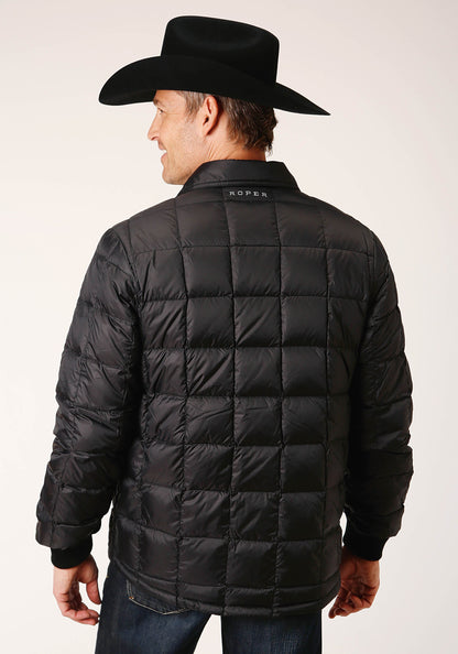 Mens Black Nylon Down Proof Coated Jacket