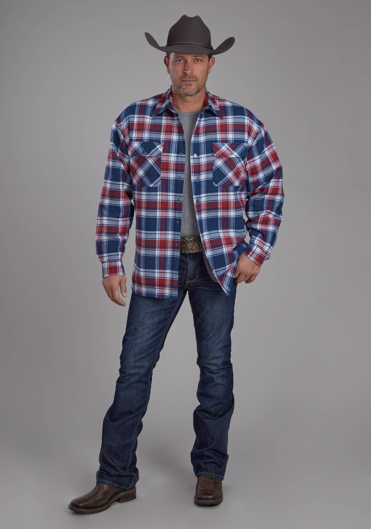 Mens Sherpa Lined Flannel Shirt Button Jacket