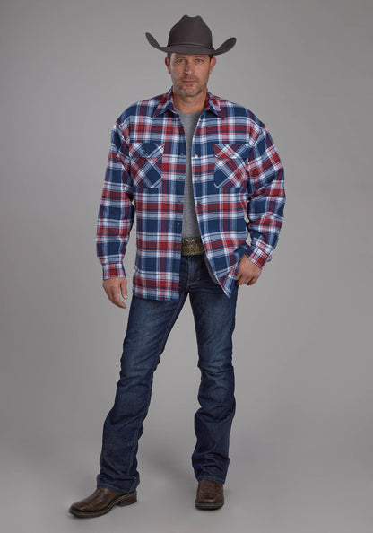 Mens Sherpa Lined Flannel Shirt Button Jacket