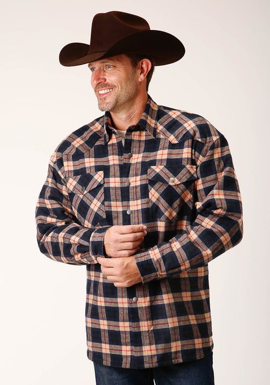 Mens Long Sleeve Tall Fit Snap Sherpa Lined Flannel Shirt Jacket