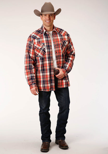 Mens Long Sleeve Tall Fit Snap Sherpa Lined Flannel Shirt Jacket