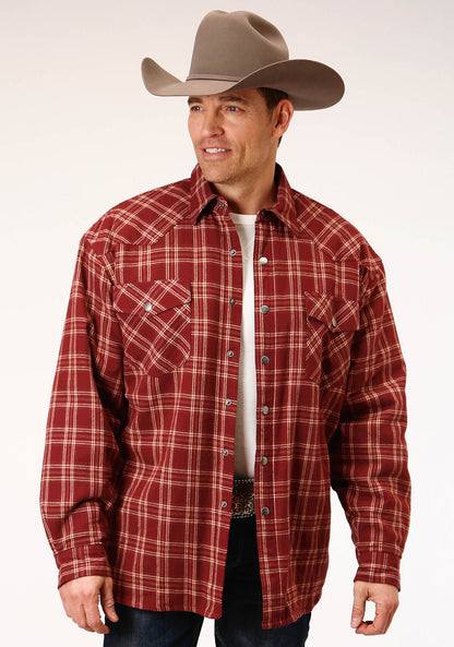 Mens Long Sleeve Tall Fit Snap Sherpa Lined Flannel Shirt Jacket