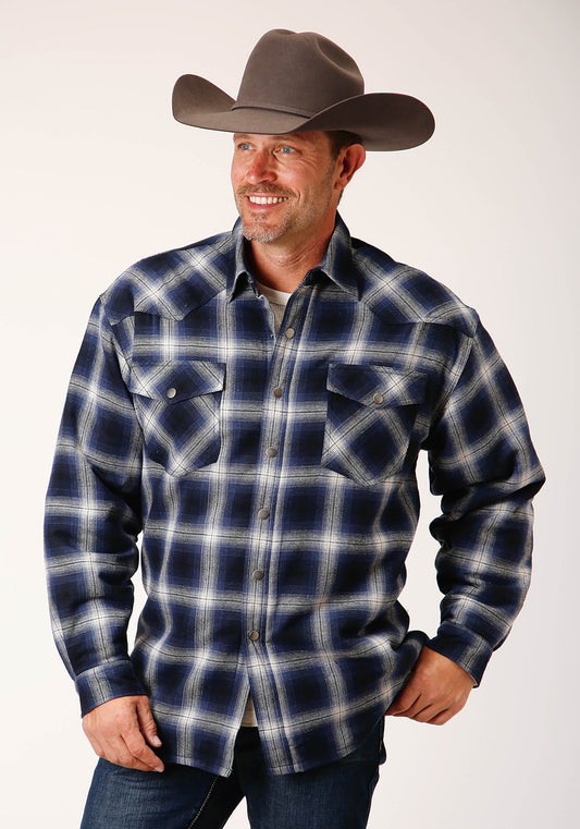 Mens Long Sleeve Tall Fit Snap Sherpa Lined Flannel Shirt Jacket