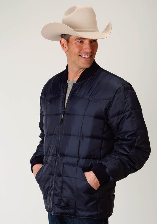 Mens Navy Blue Poly-filled Jacket